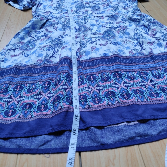 En Creme Spring Summer Button Down Dress in Blue - Picture 8 of 8